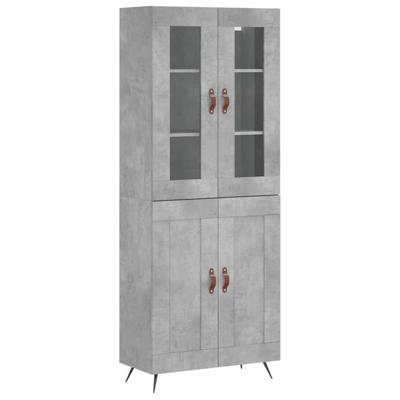 Hoge kast 69,5x34x180 cm bewerkt hout betongrijs