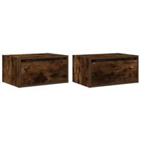 Nachtkastjes met LED's 2 st wandgemonteerd gerookt eikenkleurig - thumbnail