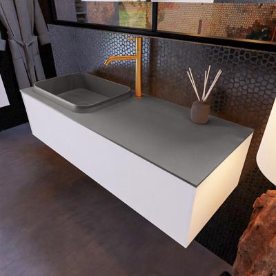 Badkamermeubelset Mondiaz Erin 120 cm met 1 Lade met RIDGE Wastafel Links Dark grey met 1 kraangat Greeploos Mat Carrara Badkamermeubelset Mondiaz Erin 120 cm met 1 Lade met RIDGE Wastafel Links Dark grey met 1 kraangat Greeploos Mat Carrara