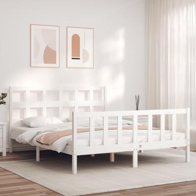 Bedframe zonder matras massief grenenhout wit 160x200 cm