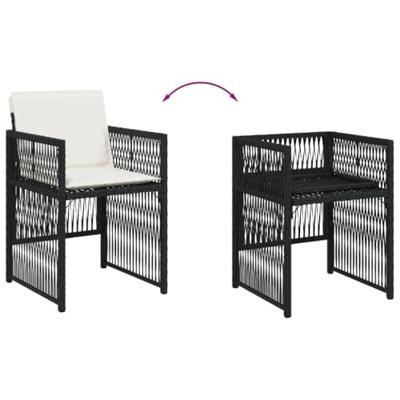 Tuinstoelen 4 st met kussens poly rattan zwart Tuinstoelen 4 st met kussens poly rattan zwart