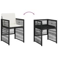 Tuinstoelen 4 st met kussens poly rattan zwart - thumbnail