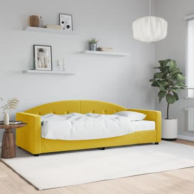 Slaapbank met matras 80x200 cm fluweel geel