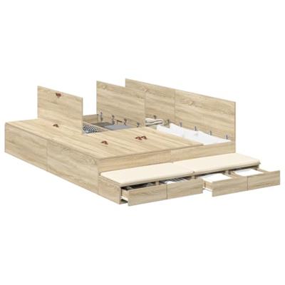 Opbergbedframe Sonoma Eiken 226.5 x 140 x 31.5 cm Bewerkt hout