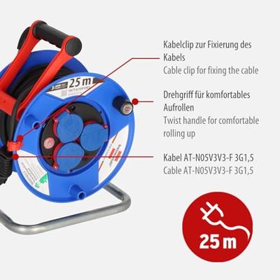 Brennenstuhl Garant IP44 kabelhaspel 25m AT-N05V3V3-F 3G1,5 - 1218580 - thumbnail
