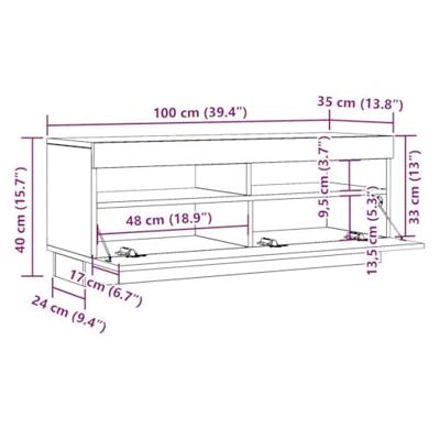 Tv-meubel met LED 100x35x40 cm bewerkt hout oud hout