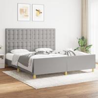 Bedframe met hoofdeinde stof lichtgrijs 180x200 cm - thumbnail