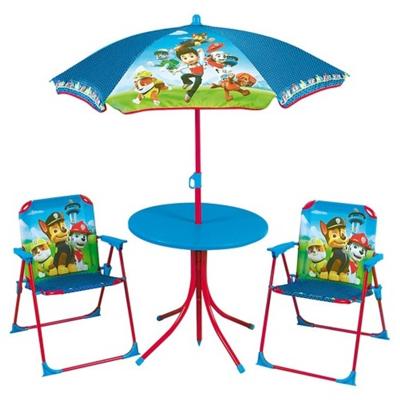 Fun House Pat Patrol tuinmeubilair bestaande uit een tafel, 2 klapstoelen en een parasol voor kinderen Fun House Pat Patrol tuinmeubilair bestaande uit een tafel, 2 klapstoelen en een parasol voor kinderen