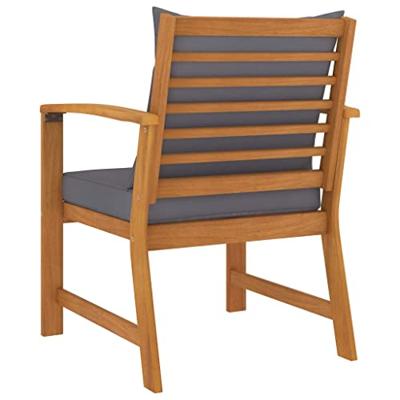 Tuinstoelen 2 st met donkergrijs kussen massief acaciahout - thumbnail