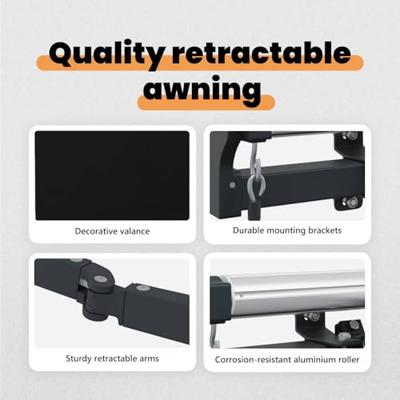 VidaXL Inklapbaar zonnescherm zwart 400 × 300 cm polyester en staal