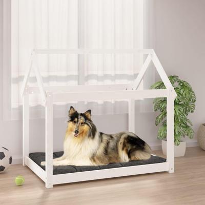 VidaXL Hondenmand 101x70x90 cm massief grenenhout wit