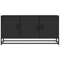 Tv-meubel 100x35x50 cm bewerkt hout en metaal zwart - thumbnail