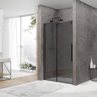 Nisdeur Van Rijn ST06 Schuifdeur Met Vaste Wand Rookglas 140x200 cm 8 mm Soft Close Zwart van Rijn - thumbnail