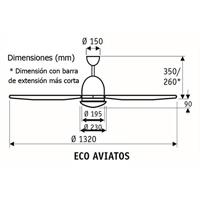 CasaFan Eco Aviatos 132 WE-WE Plafondventilator 31 W (Ø x h) 132 cm x 365 mm Wit-lak Verwisselbare bladen, Met lamparmatuur, Met afstandsbediening - thumbnail