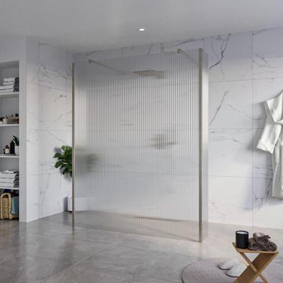 Fortifura Galeria Vrijstaande Inloopdouche - 160x200cm - Helder geribbeld - antikalk - 8mm veiligheidsglas - 2 zijwanden 30cm - wandsteunen en hoekprofielen - Geborsteld Gunmetal PVD SW927771 2x/SW797956/SW797945 2x/SW798732 2x