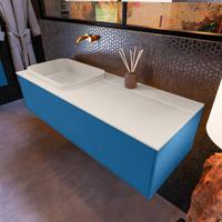 Badkamermeubelset Mondiaz Erin 120 cm met 1 Lade met RIDGE Wastafel Links Linen Zonder Kraangaten Greeploos Mat Jeans - thumbnail