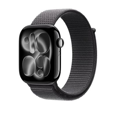 Apple Watch Band - Geweven sportbandje - 46 mm - Donkergrijs - Eén maat voor de meeste polsen