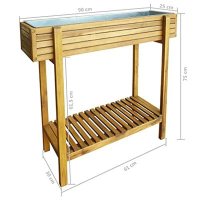 Plantenbak verhoogd massief acaciahout en zink