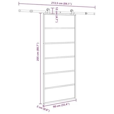 Schuifdeur met beslag 90x205 cm ESG-glas en aluminium - thumbnail