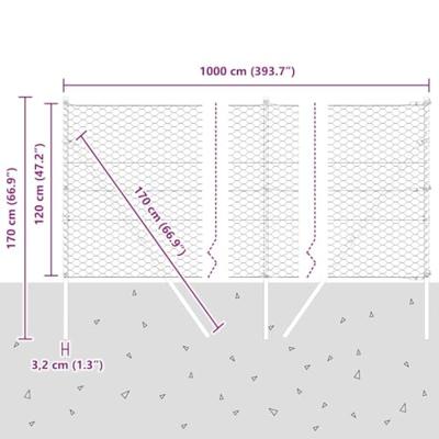 VidaXL Afrasteringspaal groen 10 x 1,2 m (50 mm gaas) staal en pvc