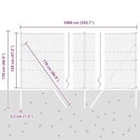 VidaXL Afrasteringspaal zilver 10 x 1,2 m (50 mm gaas) staal - thumbnail