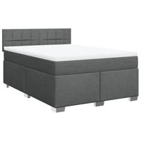 Boxspring met matras stof donkergrijs 140x190 cm - thumbnail