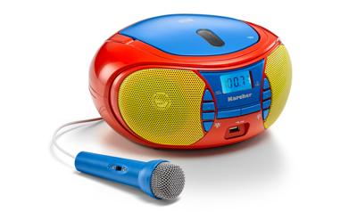 Karcher RR 5026 Draagbare CD Radio - Kleurrijke Kinder-Boombox met CD-speler, FM-radio, USB & Microfoon - Batterij/Netvoeding