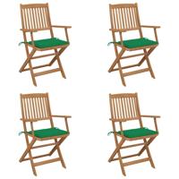 vidaXL Tuinstoelen 4 st inklapbaar met kussens massief acaciahout - thumbnail