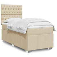 Boxspring met matras stof crèmekleurig 80x200 cm - thumbnail