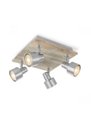 Light depot - LED opbouwspot Drift 4 licht - 23 cm - mat staal - Outlet