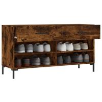 VidaXL Schoenenbank 102x35x55 cm bewerkt hout gerookt eikenkleurig - thumbnail