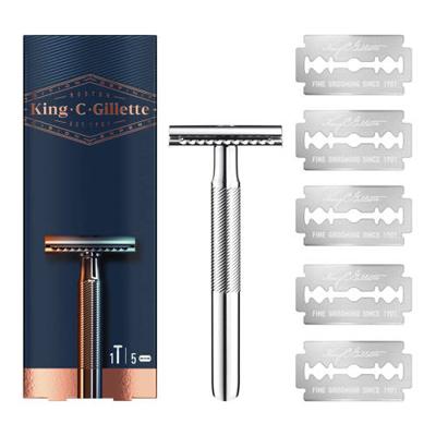 Gillette King C. Gillette Double Edge Safety Scheersysteem met 5 Navulmesjes