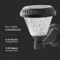V-TAC VT-969 Solar Wandlamp - IP44 - Zwart - 0.8W- 75 Lumen - 3IN1 - thumbnail