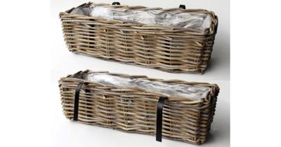 Van der Leeden Rotan balkonbak 60cm antiek grijs