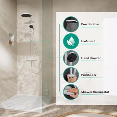Hansgrohe Pulsify S Puro Showerpipe 260 1jet EcoSmart met thermostaat en handdouche 3jet, mat wit Hansgrohe Pulsify S Puro Showerpipe 260 1jet EcoSmart met thermostaat en handdouche 3jet, mat wit