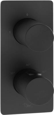 Ben Engraved Cross douchethermostaat afbouwdeel met omstelrichting mat zwart