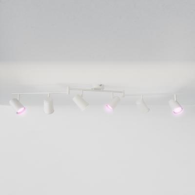 Riga - LED smart plafondlamp - 6 spots - 30 Watt 2400 Lumen - Draaibaar en kantelbaar - GU10 - RGBWW - Wifi + Bluetooth - Google Home, Amazon Alexa en Siri - Wit - Bestuurbaar via App en Stem