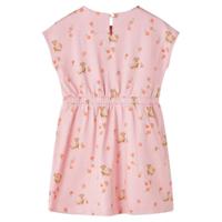 Kinderjurk met trekkoord puppy's en fruitprint 140 lichtoranje - thumbnail