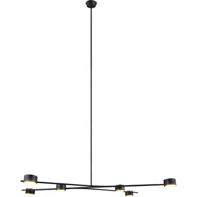LED Hanglamp - Trio Select Coda - 6 Lichtpunten - GX53-fitting - Draaibaar - Hoogte Aanpasbaar - IP20 - Zwart/Goud - Metaal