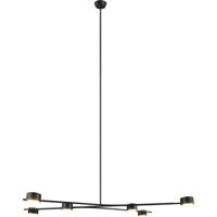 LED Hanglamp - Trio Select Coda - 6 Lichtpunten - GX53-fitting - Draaibaar - Hoogte Aanpasbaar - IP20 - Zwart/Goud - Metaal - thumbnail