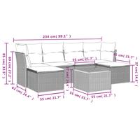 7-delige Loungeset met kussens poly rattan grijs - thumbnail