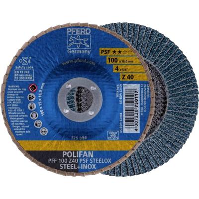 PFERD TOOLS 69300660 PFF 100 Z 40 PSF STEELOX/16,0 Lamellenschijf Diameter 100 mm Boordiameter 16 mm Korrelgrootte (num) 40 RVS, Staal 10 stuk(s) PFERD TOOLS 69300660 PFF 100 Z 40 PSF STEELOX/16,0 Lamellenschijf Diameter 100 mm Boordiameter 16 mm Korrelgrootte (num) 40 RVS, Staal 10 stuk(s)