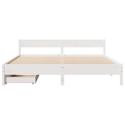 Bedframe zonder matras massief grenenhout wit 160x200 cm
