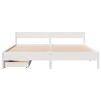 Bedframe zonder matras massief grenenhout wit 160x200 cm - thumbnail