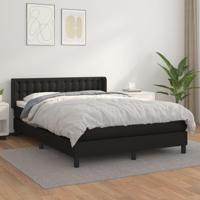 Boxspring met matras kunstleer zwart 140x190 cm - thumbnail