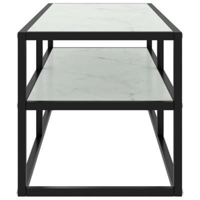 Tv-meubel met wit marmerglas 100x40x40 cm zwart