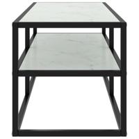 Tv-meubel met wit marmerglas 100x40x40 cm zwart - thumbnail