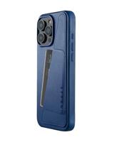 Mujjo Leather Wallet Case iPhone 16 Pro Max blauw - thumbnail