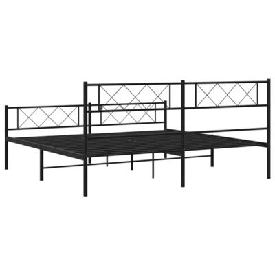 Bedframe met hoofd- en voeteneinde metaal zwart 193x203 cm