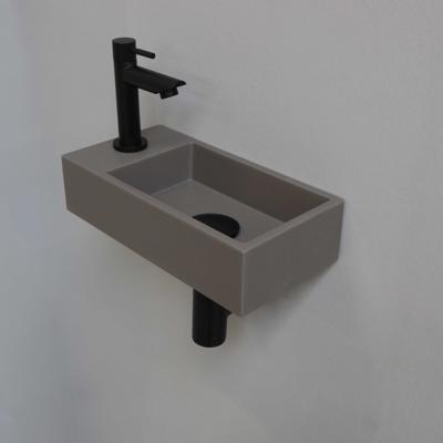 INK Versus Fonteinset - 36x18x9cm - wasbak rechts - 1 kraangat - Quartz beton/mat zwart 1805130